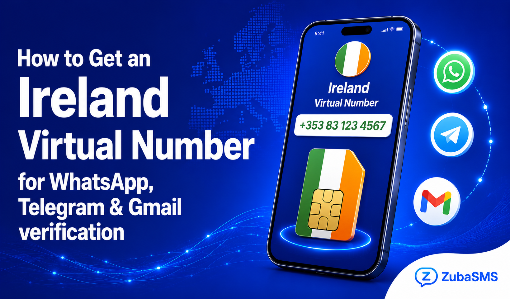 Ireland virtual number for WhatsApp, Telegram, and Gmail verification with secure SMS verification, virtual phone numbers, and instant OTP delivery.