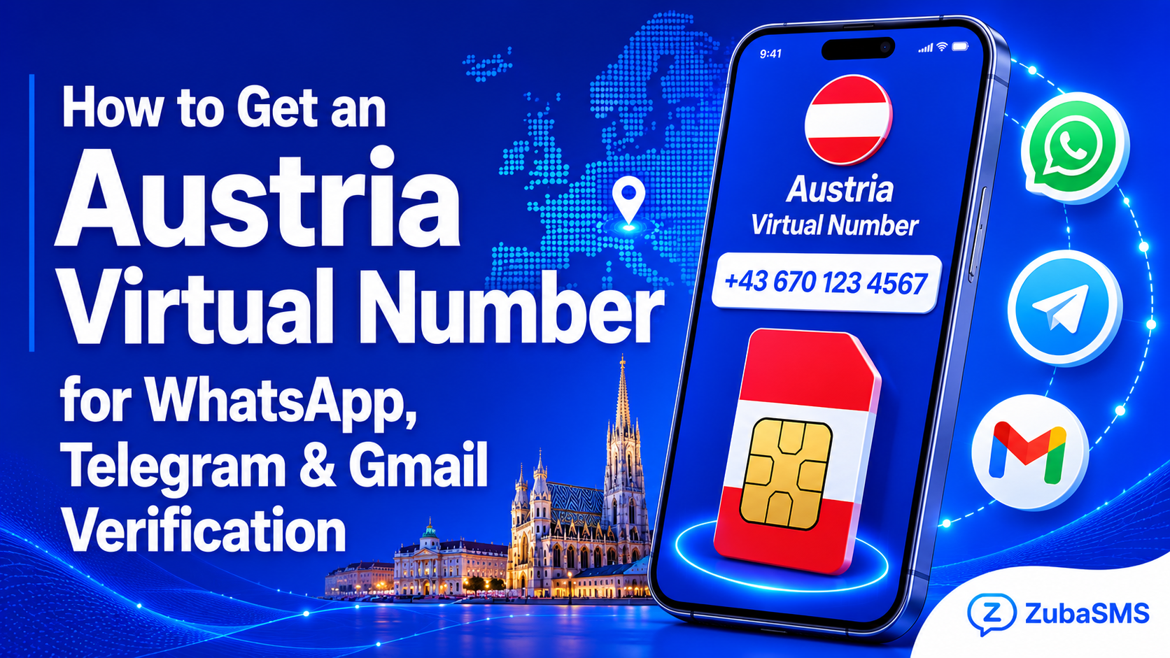 Austria virtual number for WhatsApp, Telegram, and Gmail verification with secure SMS verification, virtual phone numbers, and instant OTP delivery.