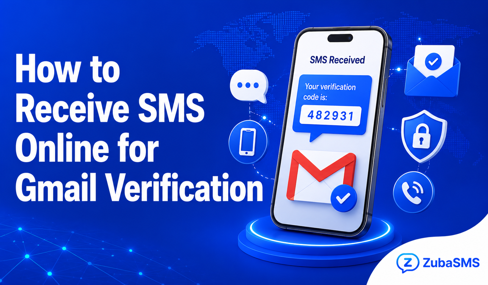Guide showing how to receive SMS online for Gmail verification using a virtual phone number.