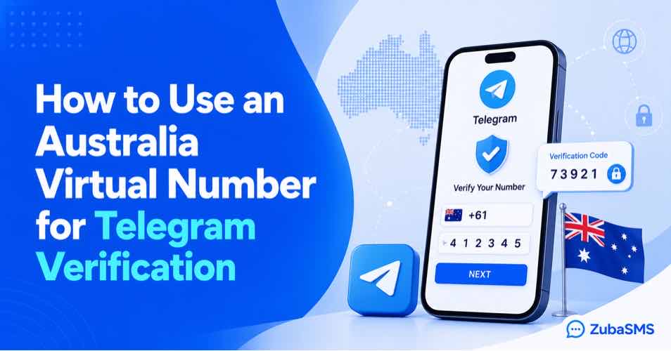 Australia virtual phone number receiving a Telegram SMS verification code online.